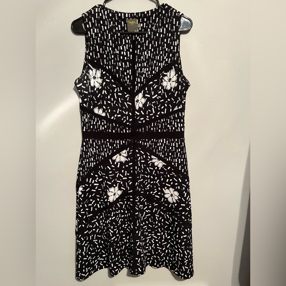 Taylor black and white dress, size 10.